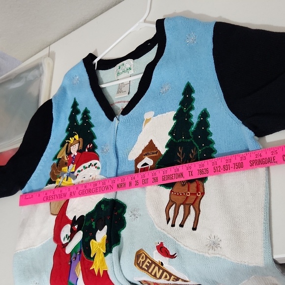 Vintage Ugly Christmas Sweater Santa Cardigan Size 1X - Picture 7 of 8